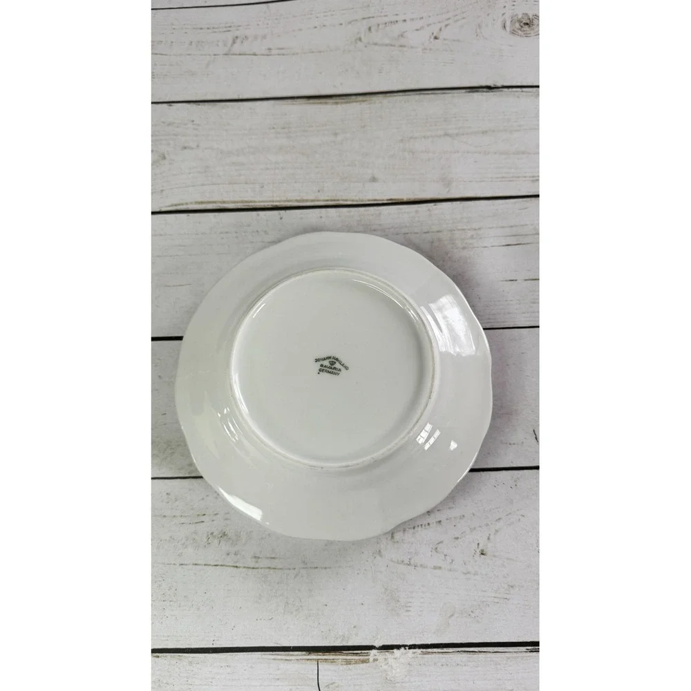 Johann Haviland‎ Blue Garland Bread Plates Set of 4 Bavaria Germany Platinum